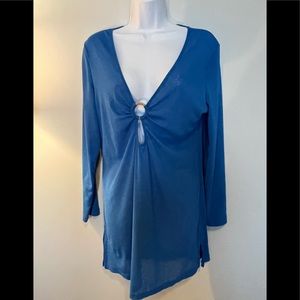 EUC Cover me long sleeve blue swimwear cover-up